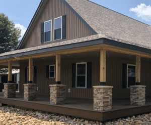 House exterior porch posts using the Ledgestone Series​